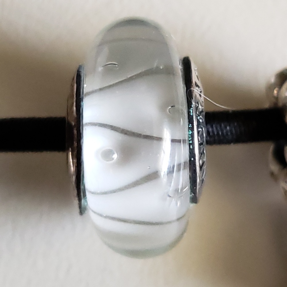 Pandora White Looking Glass Bead